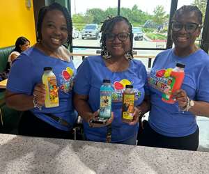 customers showing off drink options